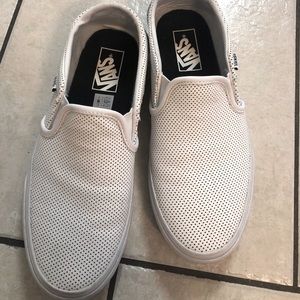 Vans slip on white sneakers